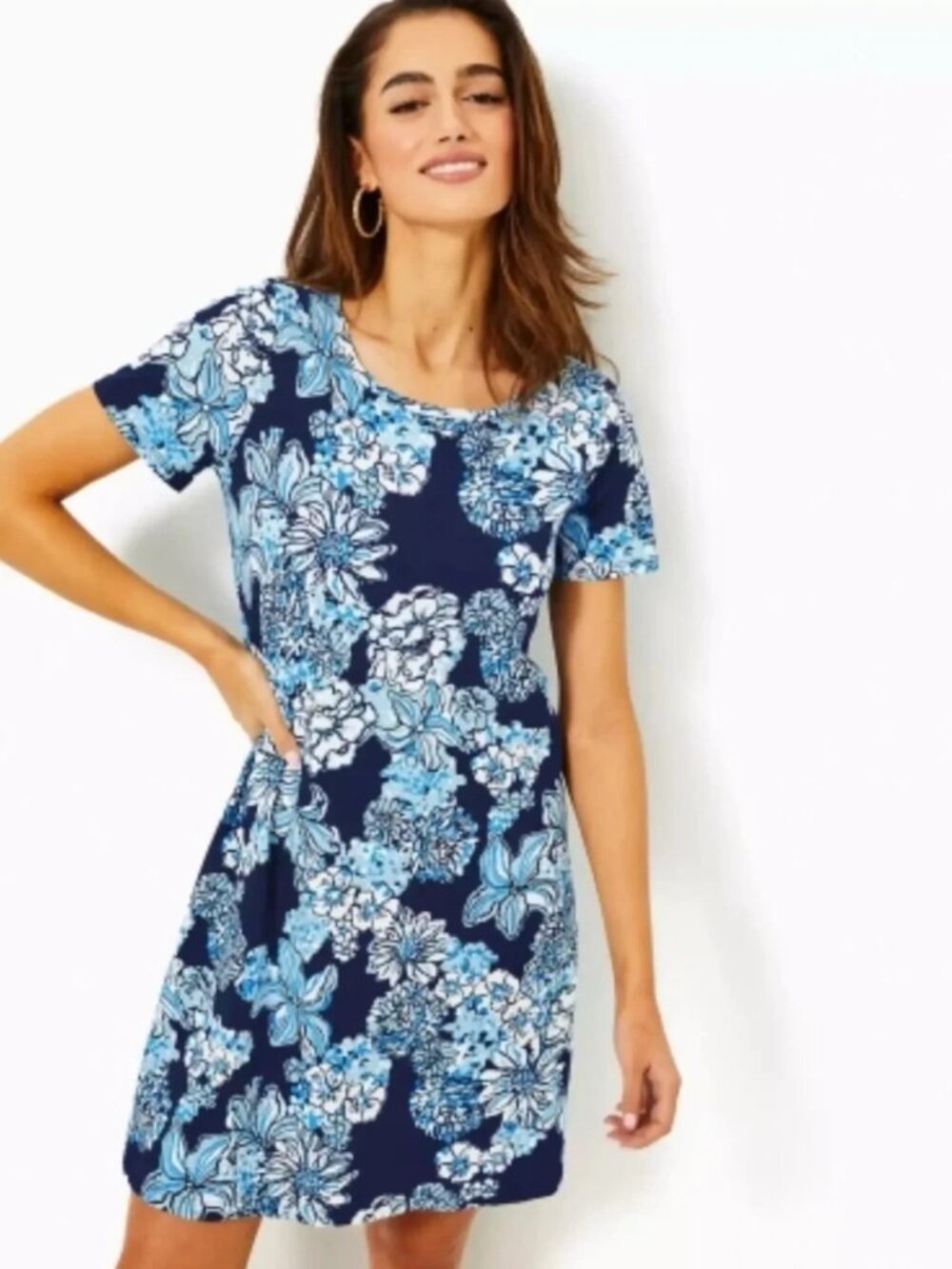 Lilly Pulitzer Cody Dress in low tide navy bouquet all day, Size Small